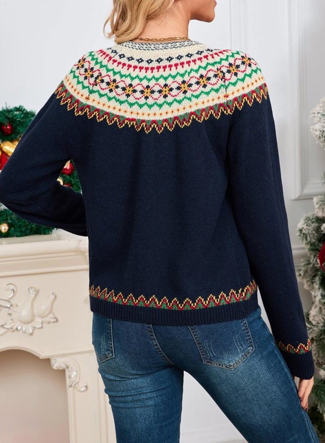 Kedera Women's Button Down Cardigan Sweaters, Navy, M - Image 2