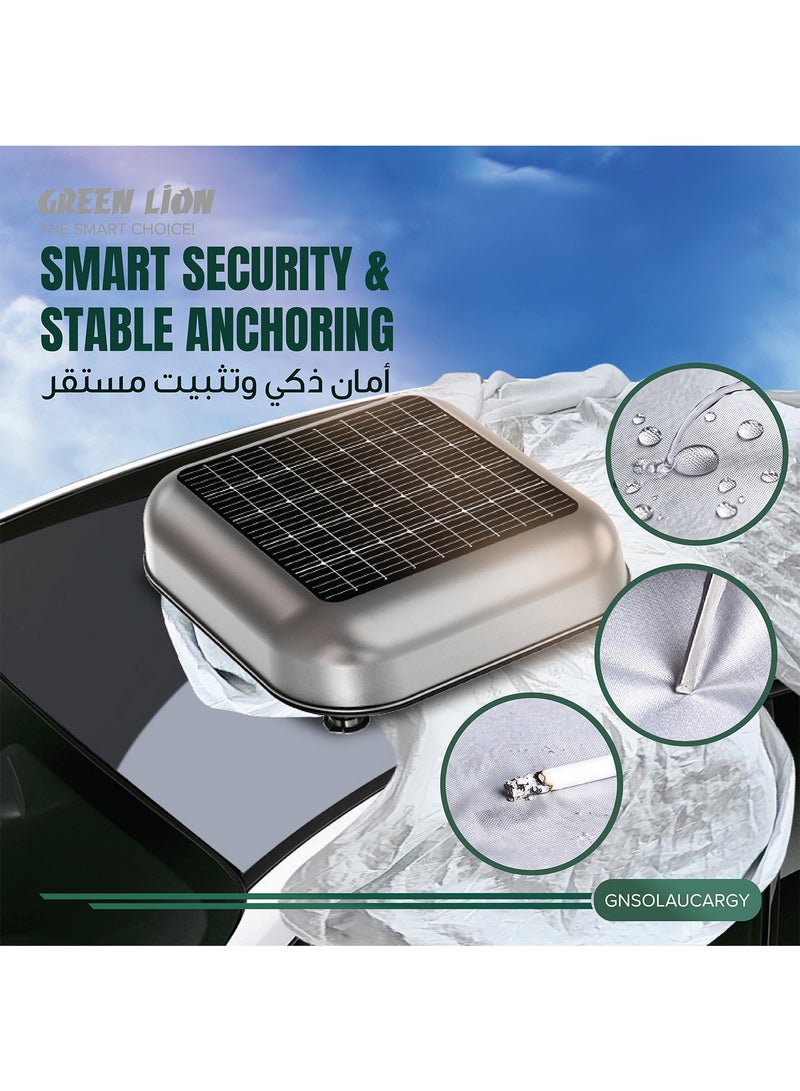 GREEN LION Solar Auto Car Cover Universal, 33W Automatic Retractable Sun & Rain Protection, 3000mAh Battery, Solar & DC Charging, Remote Control, Anti-Theft Alarm, Heavy-Duty Suction Cups, Locking Straps, Emergency Power Bank, Waterproof Fabric - Image 5