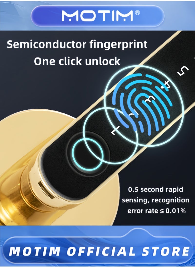 Motim Fingerprint Door Lock Keyless Entry Door Smart Lock with Bluetooth Touchscreen Keypad Deadbolt Lock APP Control Biometric Smart Lock for Home Hotel Office Apartment Bedroom  - Image 3
