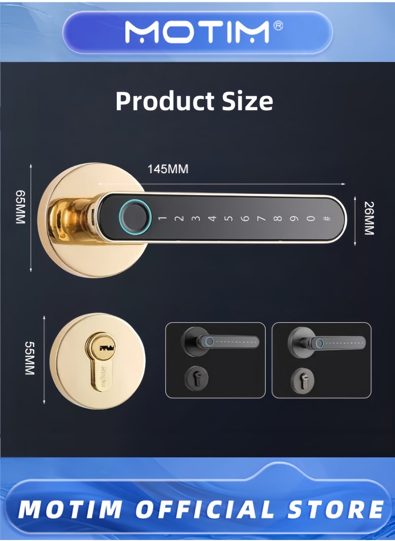 Fingerprint Door Lock Keyless Entry Door Smart Lock with Bluetooth Touchscreen Keypad Deadbolt Lock APP Control Biometric Smart Lock for Home Hotel Office Apartment Bedroom