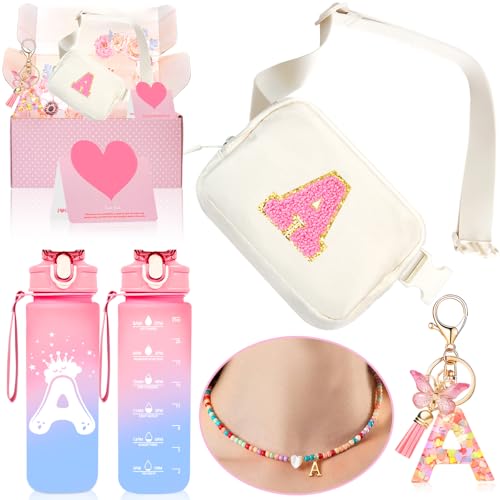 Awfrky Birthday Gifts for Grandkids Teens Girls Graduation Gifts Teen Girl Gifts Trendy Stuff for 4 5 6 7 8 9 10 11 12 13 Year Old Girl Initial Fanny Pack Necklace for Toddler Kids A - Image 1