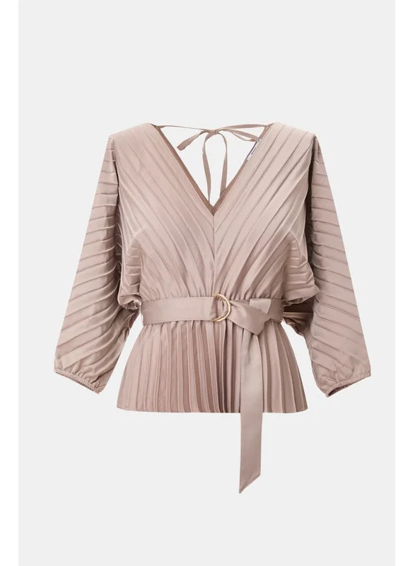 Tenda Pleated Peplum Midi Dress