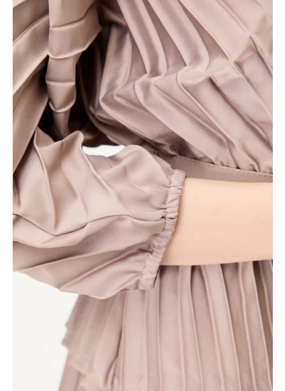 Tenda Pleated Peplum Midi Dress