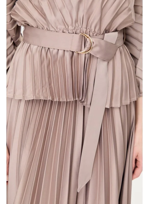 Tenda Pleated Peplum Midi Dress