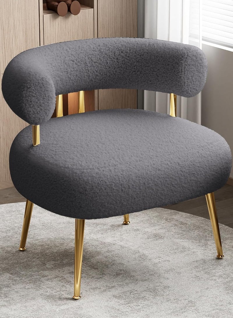 SEYNAR رسي SEYNAR Sherpa Boucle Accent من منتصف القرن، كرسي بذراعين دائري مبطن للمساحات الصغيرة، كرسي أريكة جانبي منفوش لغرفة المعيشة، غرفة النوم، طاولة الزينة، المكتب، ركن القراءة - Image 1