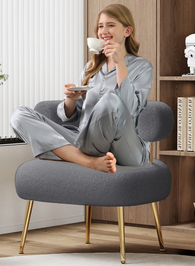 SEYNAR رسي SEYNAR Sherpa Boucle Accent من منتصف القرن، كرسي بذراعين دائري مبطن للمساحات الصغيرة، كرسي أريكة جانبي منفوش لغرفة المعيشة، غرفة النوم، طاولة الزينة، المكتب، ركن القراءة - Image 2