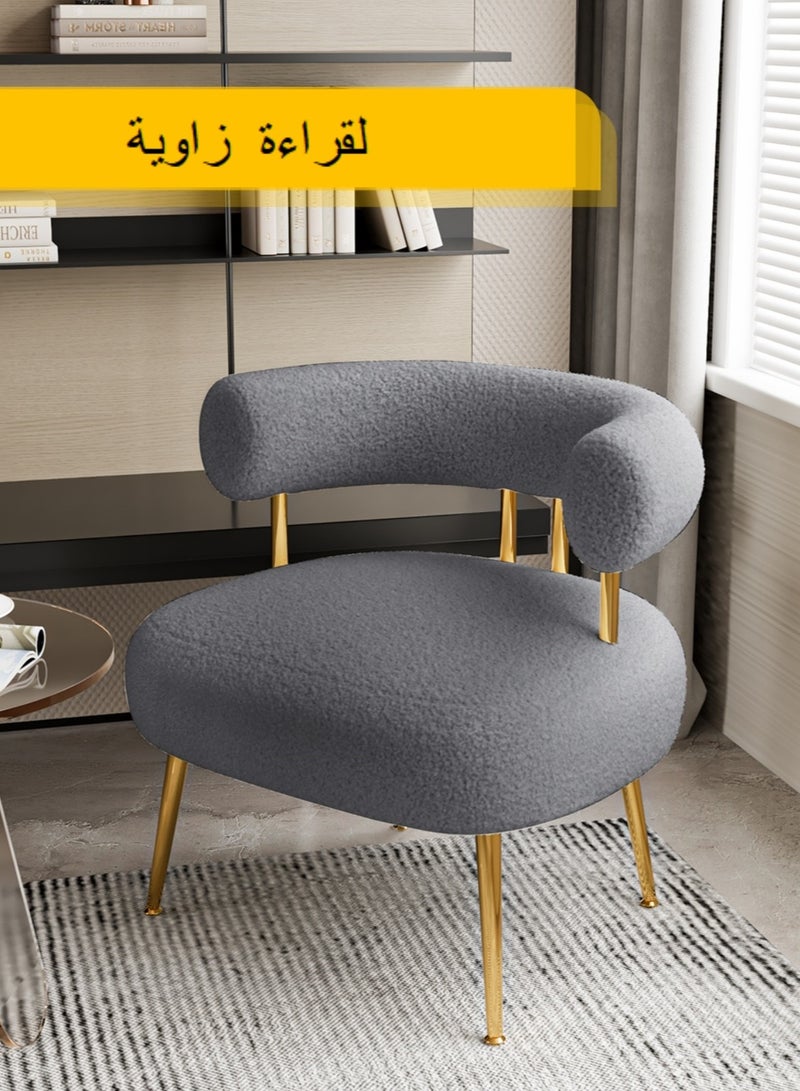 SEYNAR رسي SEYNAR Sherpa Boucle Accent من منتصف القرن، كرسي بذراعين دائري مبطن للمساحات الصغيرة، كرسي أريكة جانبي منفوش لغرفة المعيشة، غرفة النوم، طاولة الزينة، المكتب، ركن القراءة - Image 4