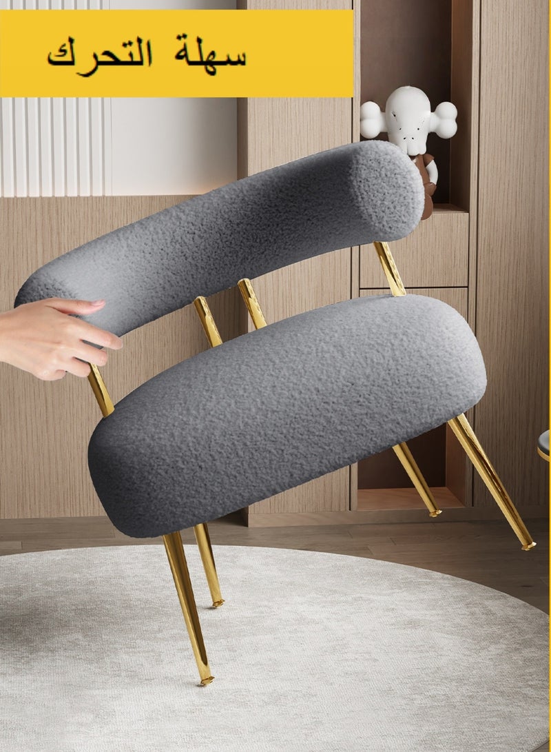 SEYNAR رسي SEYNAR Sherpa Boucle Accent من منتصف القرن، كرسي بذراعين دائري مبطن للمساحات الصغيرة، كرسي أريكة جانبي منفوش لغرفة المعيشة، غرفة النوم، طاولة الزينة، المكتب، ركن القراءة - Image 5