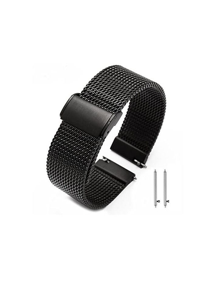 شريط ساعة بديل لسوار من الفولاذ المقاوم للصدأ مقاس 20 مم متوافق مع Galaxy Watch 4 40/42/44/46 مم (20 مم ، أسود) - Image 2