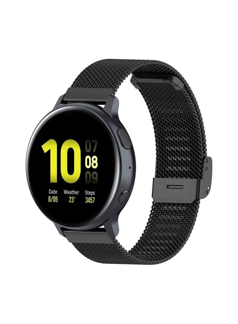 شريط ساعة بديل لسوار من الفولاذ المقاوم للصدأ مقاس 20 مم متوافق مع Galaxy Watch 4 40/42/44/46 مم (20 مم ، أسود) - Image 4