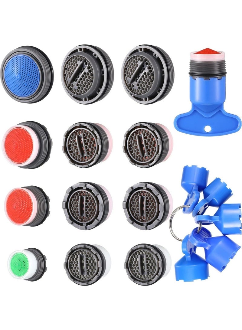 saykfoe Plastic Faucet Aerator Set - 12 Piece - Kitchen Bathroom Sinks Faucet Flow Restrictor, Plastic Water Saving Aerator Tap Parts, Suitable for Bathroom Kitchen (16.5/18.5/21.5/24 mm) - Image 1