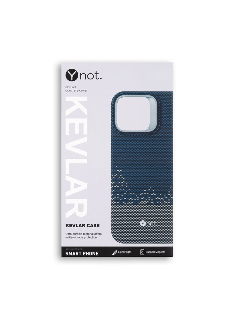 YNOT iPhone 16 Pro Kevlar Fiber Case with MagSafe and Stand - Blue and Grey - Image 5