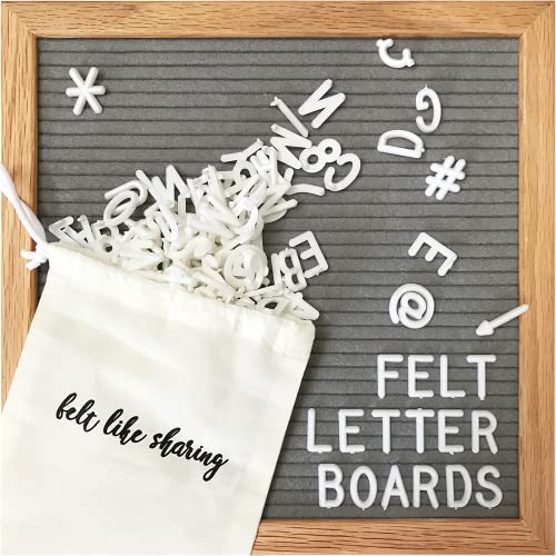 Felt Like Sharing Felt Letter Board, 10x10in Changeable Letter Board with Letters White 300 Piece - Felt Message Board, Oak Frame Wooden Letter Board for Baby Announcements, Milestones, Office Decor & More (Gray) - Image 1