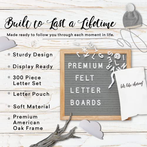 Felt Like Sharing Felt Letter Board, 10x10in Changeable Letter Board with Letters White 300 Piece - Felt Message Board, Oak Frame Wooden Letter Board for Baby Announcements, Milestones, Office Decor & More (Gray) - Image 3