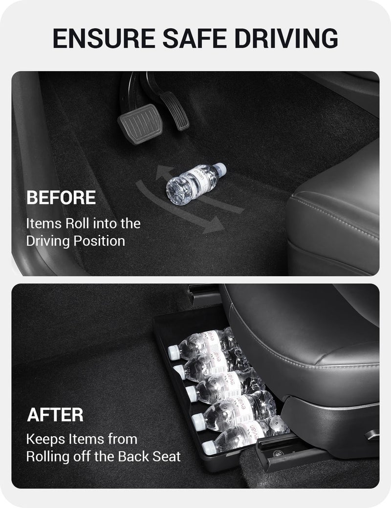 BASENOR 2Pack Tesla Model Y Under Seat Storage Box, Waterproof Hidden Storage Underseat Organizer with Lid Cover Tray for 2020-2024 Model Y Accessories - Image 2