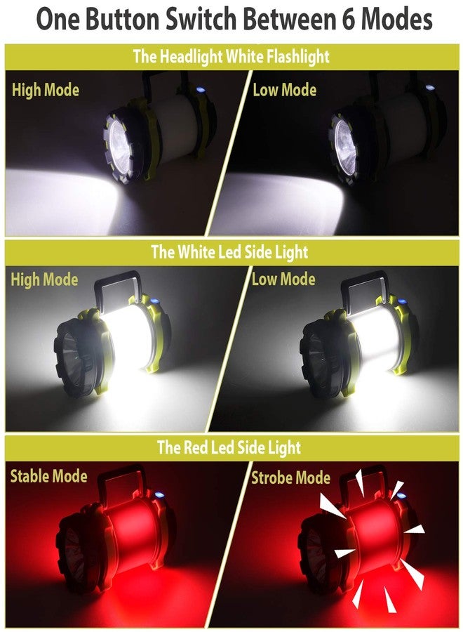 BOBKID مصباحان للتخييم، مصباح LED خارجي للتخييم، مصابيح يدوية قابلة لإعادة الشحن بقوة 1000 لومن، 6 أوضاع إضاءة، بطارية بسعة 4000 مللي أمبير، مصباح تخييم محمول مقاوم للماء بمعيار IPX5، مثالي للنجاة من الأعاصير والمشي لمسافات طويلة. - Image 2