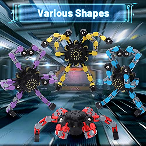 Dilabnba 20 PCS Transformable Chain Robot Fidget Spinner Finger Toy DIY Deformation Robot Mechanical Spinner for Kids Adults Stress Relief Gifts for Prize Stuffer Party Favor - Image 5