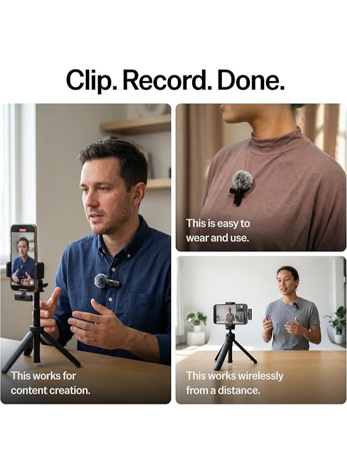 Professional Wireless Lavalier Microphone for iPhone iPad Android - Crystal Clear Audio with USB-C & Lightning - Image 2