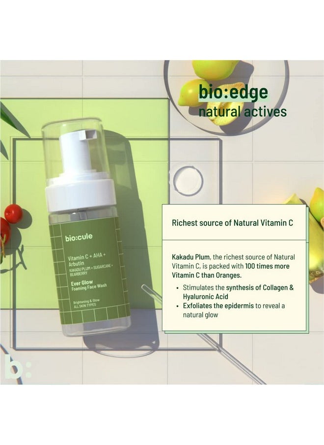 Biocule Ever Glow Foaming Face Wash For Glowing & Even Skin Tone ; With Vitamin C Aha & Arbutin From Kakadu Plum Sugarcane & Bearberry ; For Men & Women ; All Skin Types ; 100% Natural 100 Ml  - Image 5
