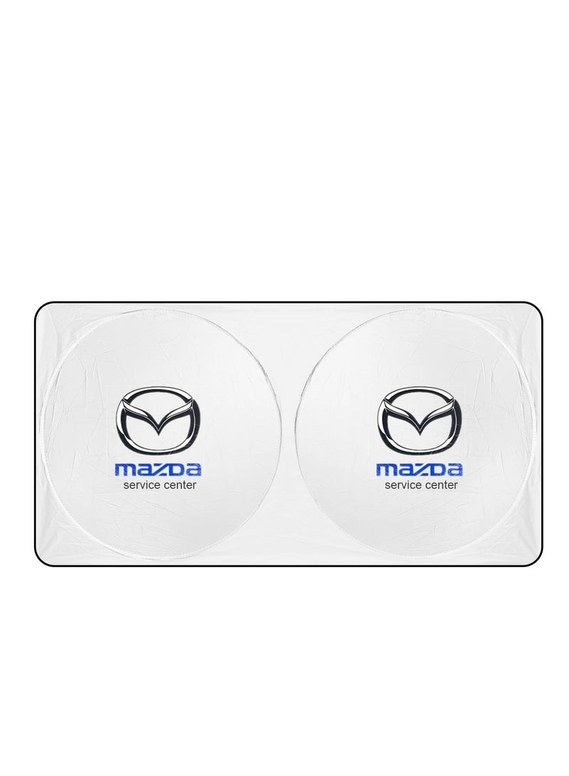 MAZDA Original Car Windshield Sunshade Front and Rear Set Foldable UV Protection Heat Reflector Car Interior Cooler Dashboard Protector Easy Install Summer Parking Accessory 150x75 cm Compatible Mazda Cars - Image 2