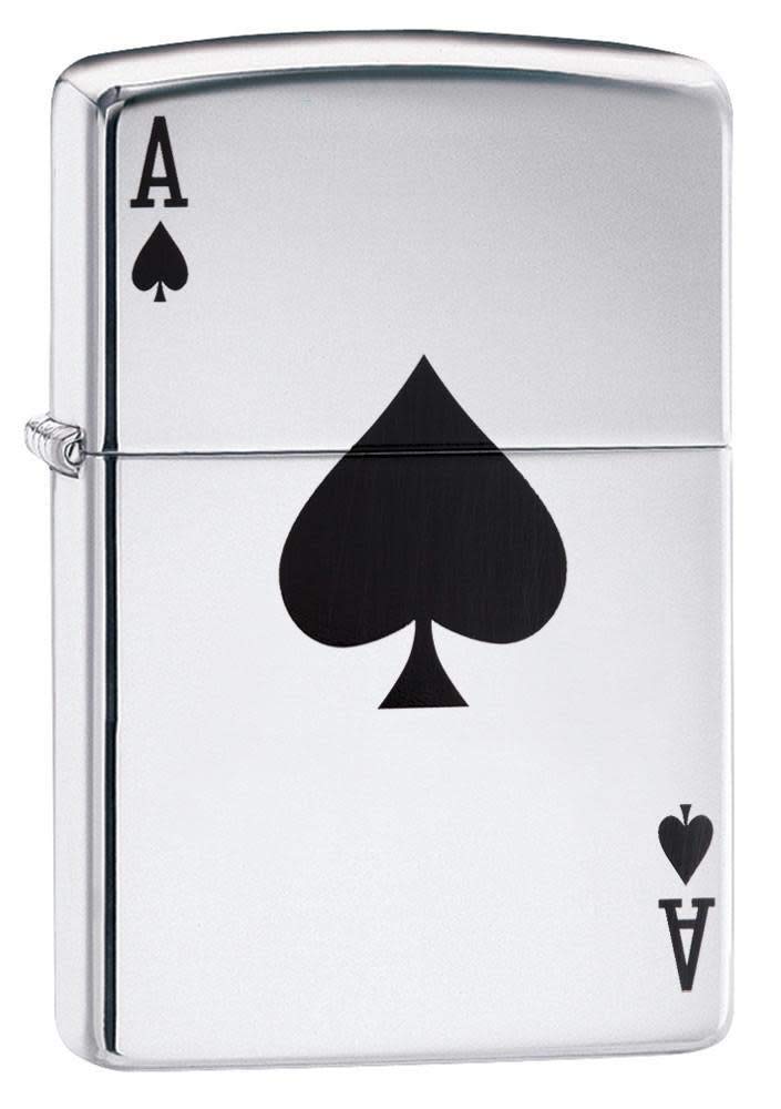 Zippo Lucky Ace High Polish Chrome Windproof Pocket Fuel Refillable Lighter, BIS Certified, Lifetime Brand Warranty - Image 1