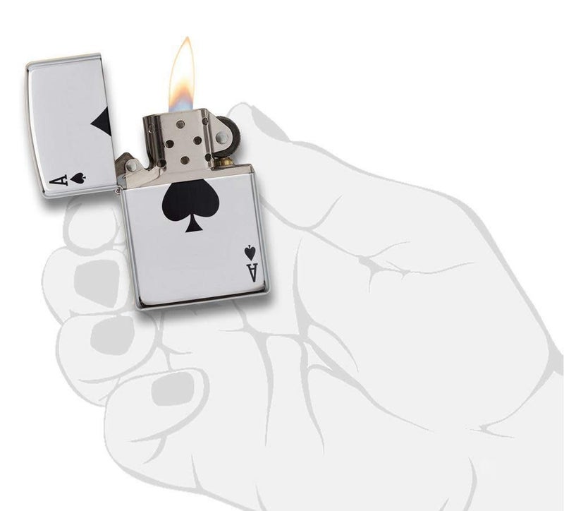 Zippo Lucky Ace High Polish Chrome Windproof Pocket Fuel Refillable Lighter, BIS Certified, Lifetime Brand Warranty - Image 4