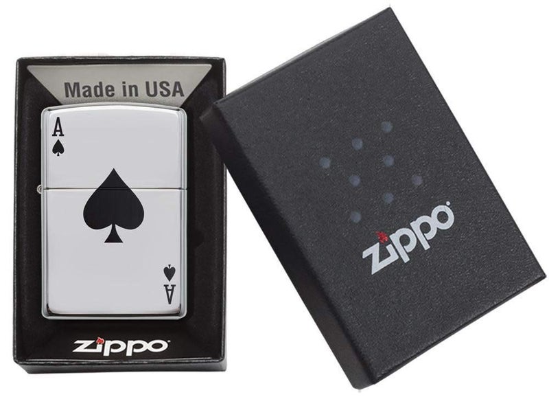 Zippo Lucky Ace High Polish Chrome Windproof Pocket Fuel Refillable Lighter, BIS Certified, Lifetime Brand Warranty - Image 5