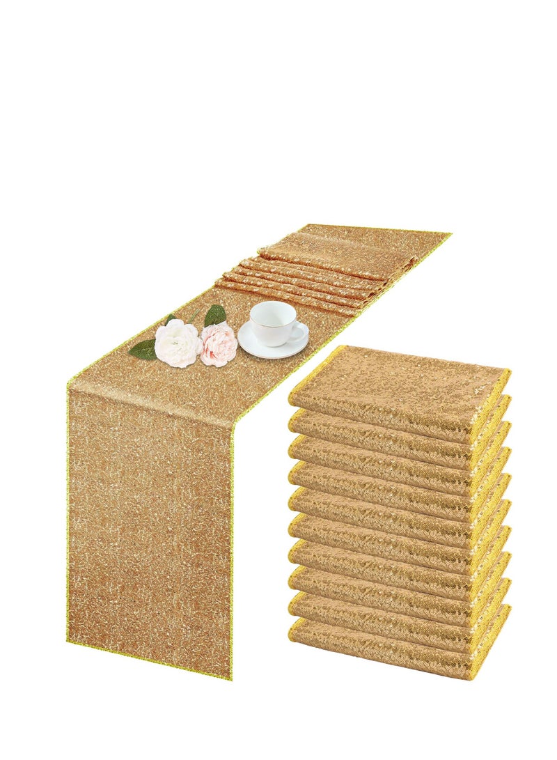 SYOSI Satin Table Runner, 3 Pack Sequin Table Runner Rose Gold Sequin Table Cloth for Rectangle Tables Sparkle Table Covers - Image 1