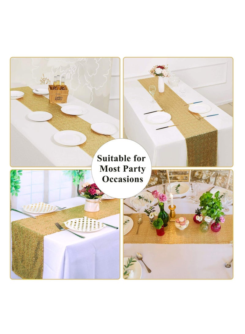 SYOSI Satin Table Runner, 3 Pack Sequin Table Runner Rose Gold Sequin Table Cloth for Rectangle Tables Sparkle Table Covers - Image 5