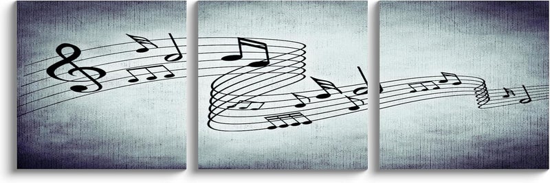 NAN Wind Modern Beautiful Notes Beating Stretched and Framed Music Oil Paintings on Canvas Wall Art Ready to Hang for Living Room Bedroom Home Decorations 3Pcs (20X20inchx3, music 1) - Image 2