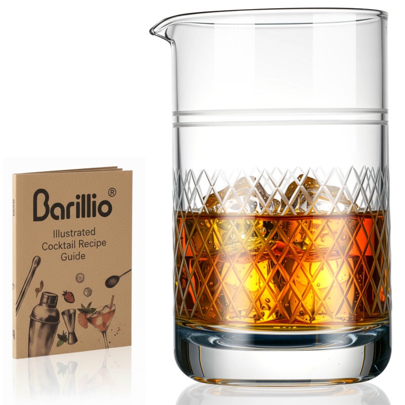 Barillio Crystal Cocktail Mixing Glass - 20 Oz (600 ml) Seamless Weighted With Thick & Sturdy Bottom Cocktail Stirring Pitcher | Old Fashioned Beaker - Bartender Mixology Accessories to Stir Cocktails - Image 1