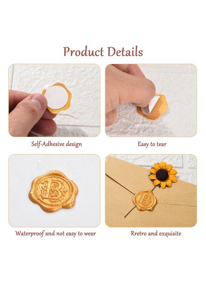 Yoption 50Pcs Initial Alphabet C Adhesive Wax Seal Stickers Gold Letter Wax Seal Stickers Envelope Seal Stickers Envelope Seals Self Adhesive Wax Stickers For Wedding Party Birthday Christmas (C) - Image 4