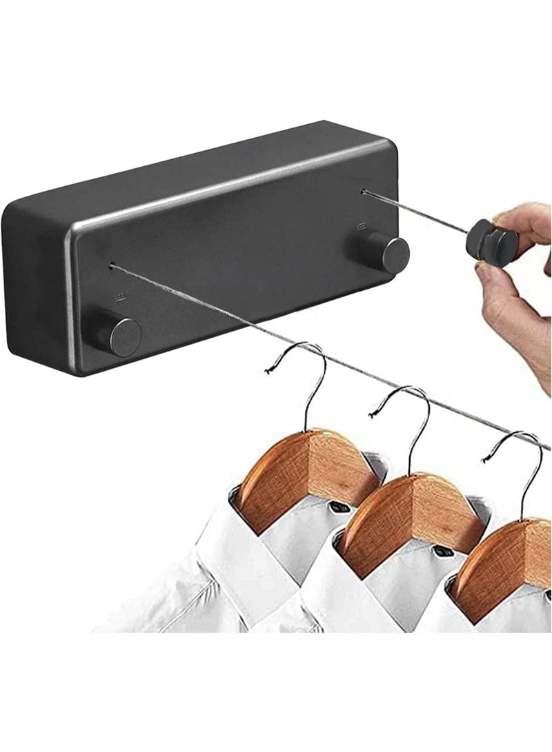 Retractable Clothesline with Adjustable Stainless Steel Double Rope black - Image 1