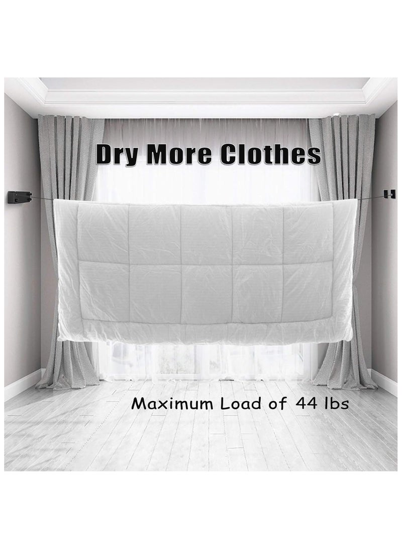 Retractable Clothesline with Adjustable Stainless Steel Double Rope black - Image 3