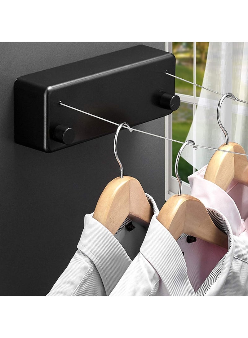 Retractable Clothesline with Adjustable Stainless Steel Double Rope black - Image 5