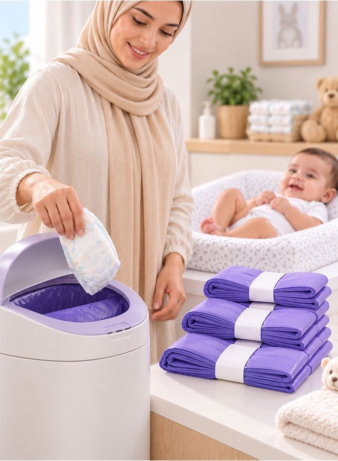 Super ZYouth 6 Packs Nappy Bin Refills, Diaper Disposal Bag Refills, Leak-Resistant Baby Nappy Sacks for Nappy Bin, Easy-Tie Continuous Liner for Home & Nursery, 4.5m Each Pack - Image 4