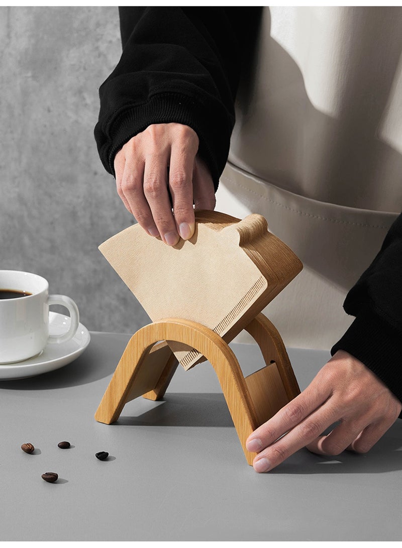 V Type Wood Coffee Filter Holder for Holding 100Pcs Cone Filters Papers - Image 2