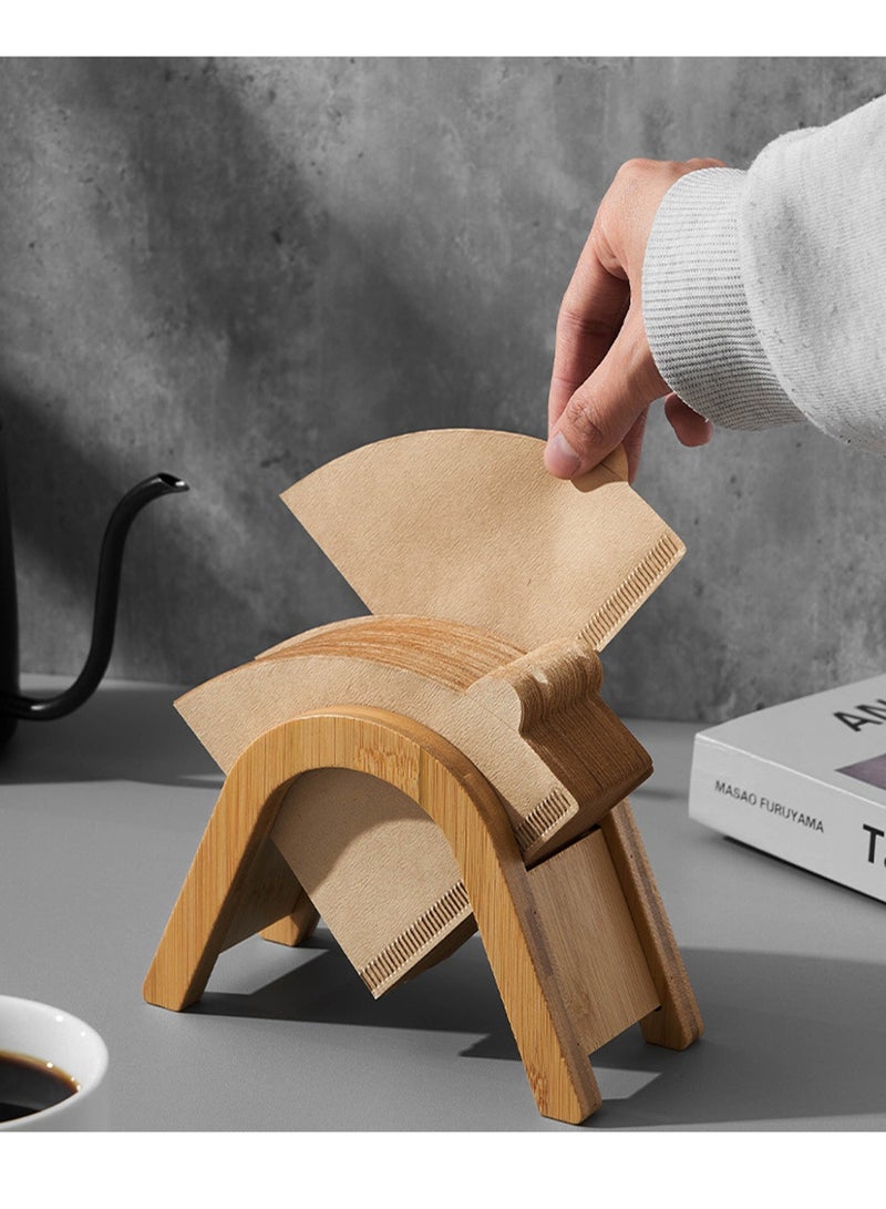 V Type Wood Coffee Filter Holder for Holding 100Pcs Cone Filters Papers - Image 3