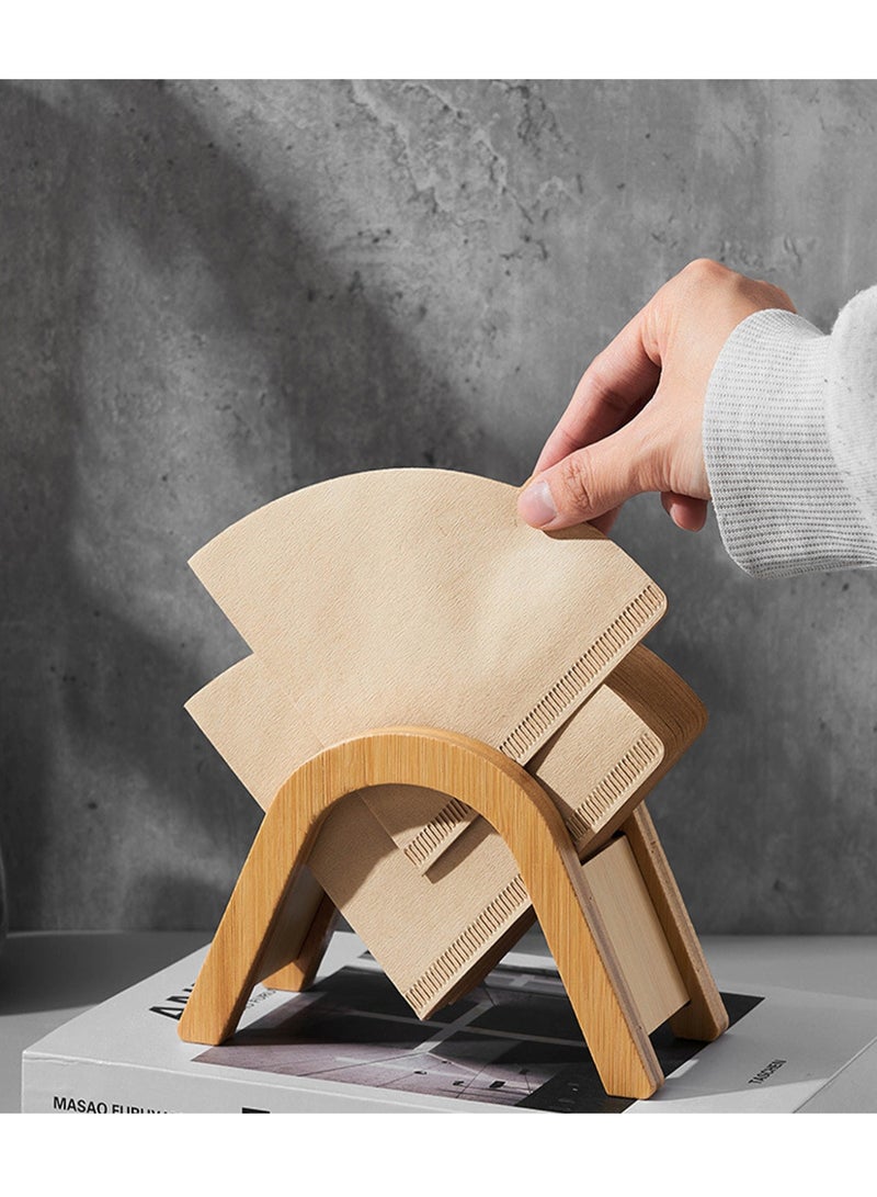 V Type Wood Coffee Filter Holder for Holding 100Pcs Cone Filters Papers - Image 4