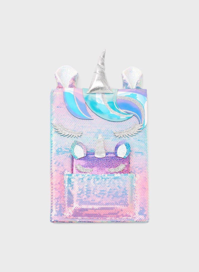 Claires Multicolour Unicorn Novelty Notebook Sequins - Image 1