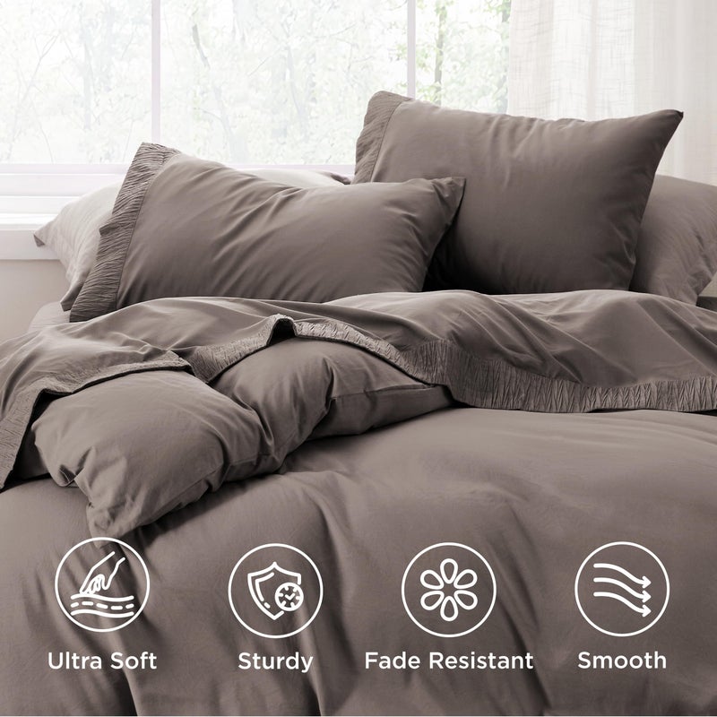 Bedsure Full Size Bed Sheets - 4 Pieces Soft Full Sheet Set - Breathable & Cooling - Hotel Luxury - Easy Care Polyester Microfiber Bedding for Women, Men, Taupe - Image 3
