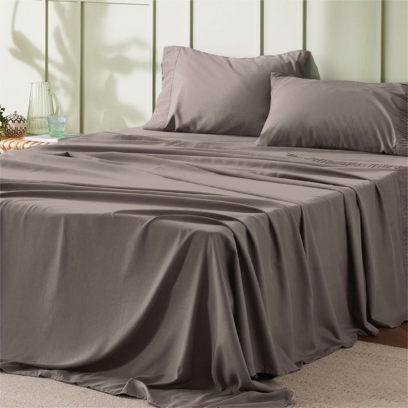 Bedsure Full Size Bed Sheets - 4 Pieces Soft Full Sheet Set - Breathable & Cooling - Hotel Luxury - Easy Care Polyester Microfiber Bedding for Women, Men, Taupe - Image 1