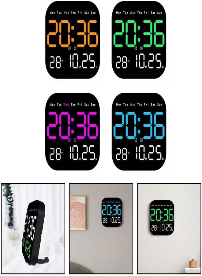 Reloj de Pared Digital, Reloj Despertador de visualización Grande con Control Remoto, Reloj Digital con luz Nocturna, Fecha Semana, Temperatura para recámara (Naranja) - Image 5