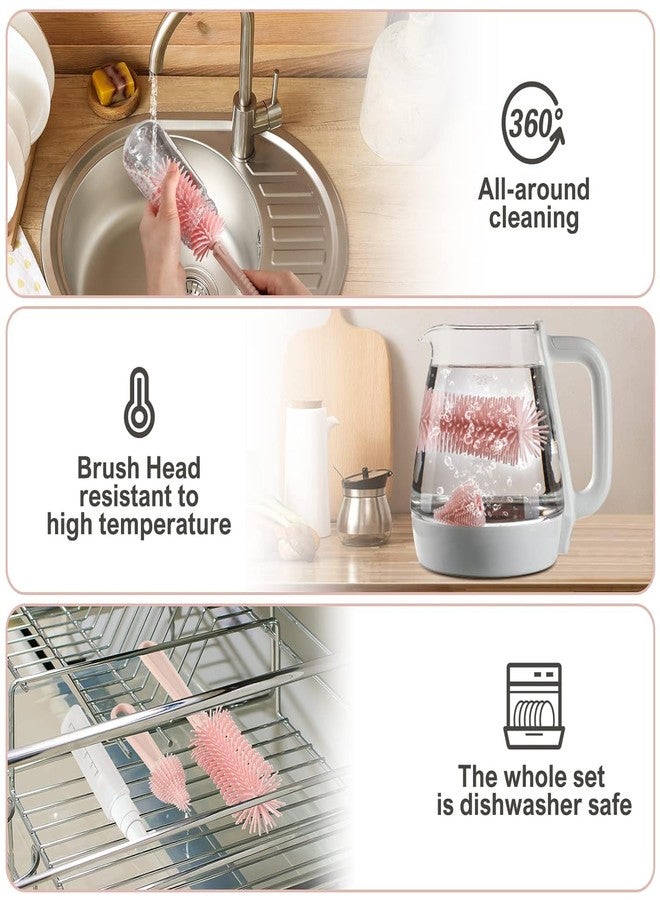 Onomie 6 in 1 Baby Bottle Cleaner Set with Drying Rack,Silicone Baby Bottle,Straw Brush,Nipple Brush,Soap Dispenser and Storage Box, Portable Essentials for Home&Travel (Pink) - Image 5