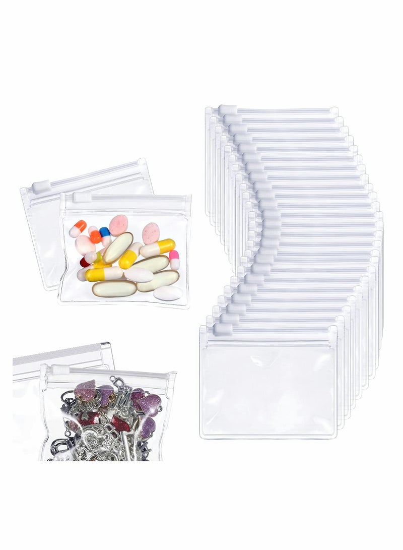 Excefore Small Storage Bags with Zippered, 24 Pcs Reusable Pill Baggies, Clear Plastic Pill Bags - Image 1