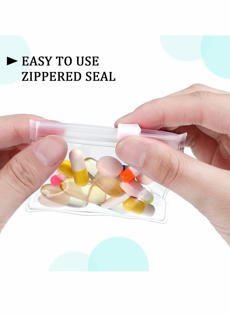 Excefore Small Storage Bags with Zippered, 24 Pcs Reusable Pill Baggies, Clear Plastic Pill Bags - Image 3