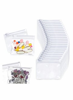 Excefore Small Storage Bags with Zippered, 24 Pcs Reusable Pill Baggies, Clear Plastic Pill Bags  - Image 1