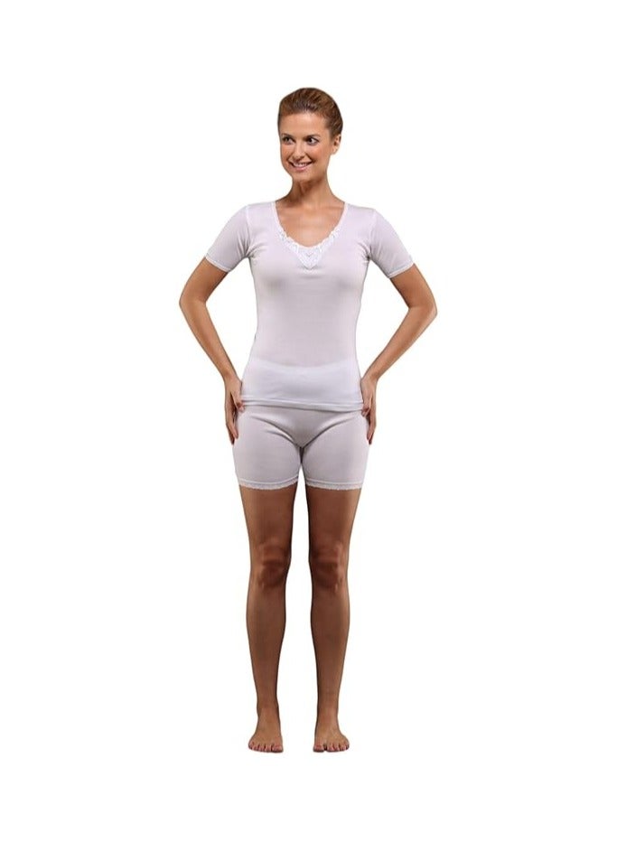 DeloPik EveryOne Ladies Cotton tshirt and boxer underwear white undershirt for women(PACK OF 1)(XXL)  - Image 1