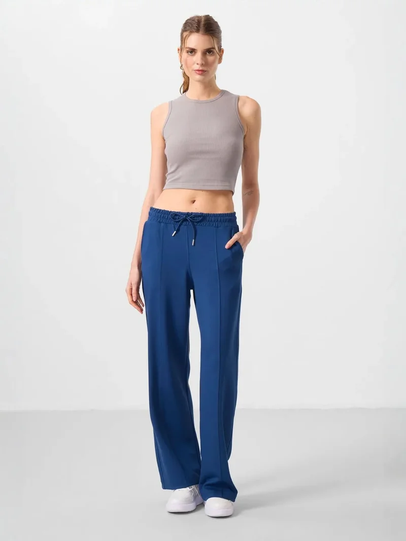 تومي لايف TOMMY Textured Wide Leg Palazzo Pants with Drawstring Waist