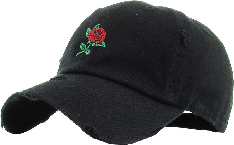 KBETHOS KBSV-124V BLK KBETHOS Rose Pineapple Good Vibes Vacation Men Women Dad Hat Baseball Cap Adjustable (One Size, Black Rose Vintage) - Image 1